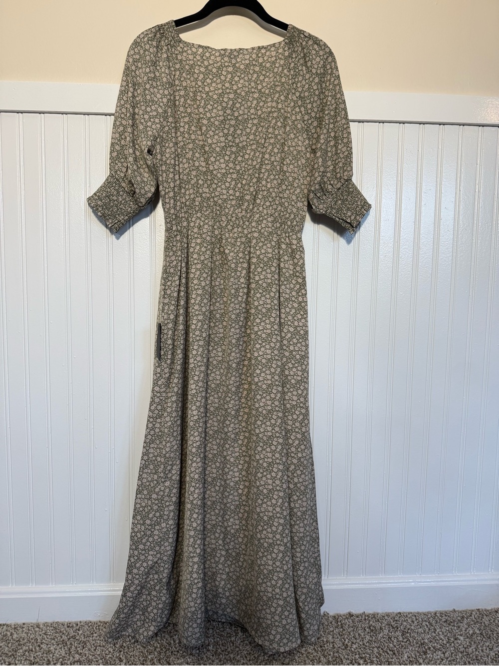 Lulu's Cream Floral V-Neck Midi Dress - Picture 3 of 3